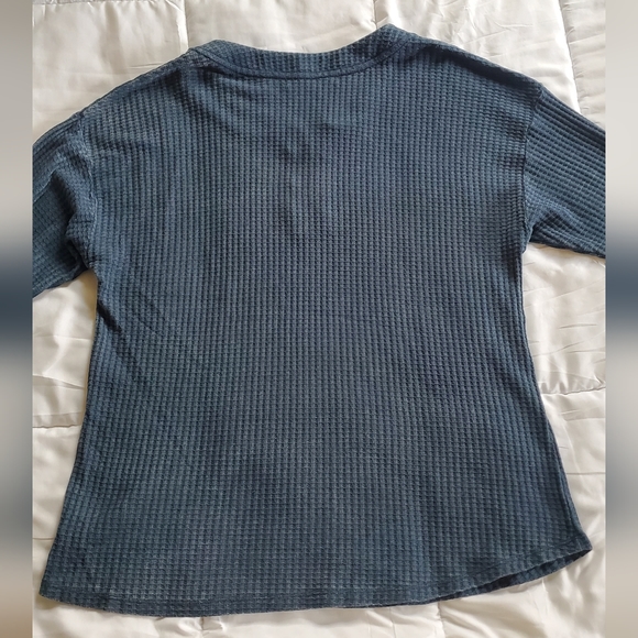 Chloe & Jasmine Waffle Knit Long Sleeve Top Women's 2XL Dark Harbor - Picture 3 of 8